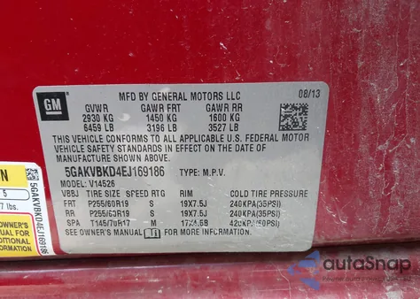 2014 Buick Enclave Leather из США, поврежденный, VIN 5GAKVBKD4EJ169186